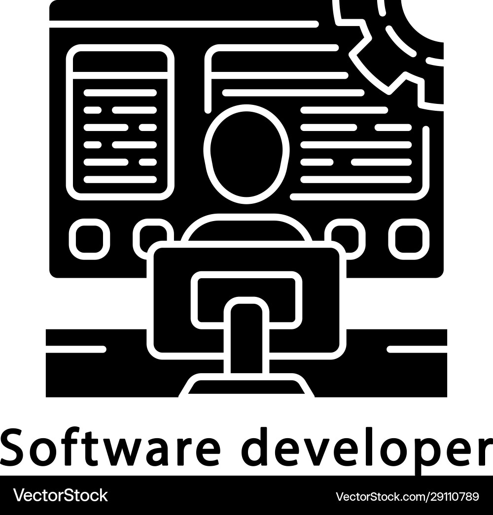 Software developer glyph icon coder Software developer glyph icon coder vector image