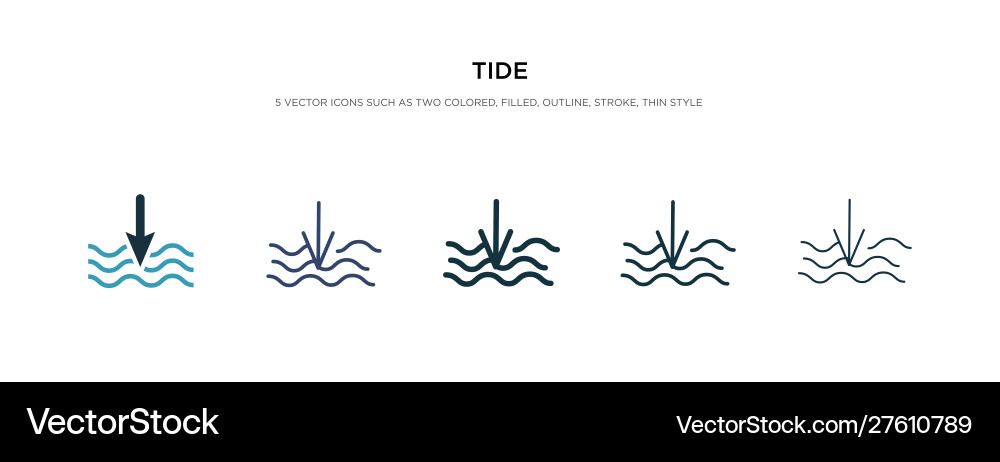 Tide icon in different style two colored Vector Image