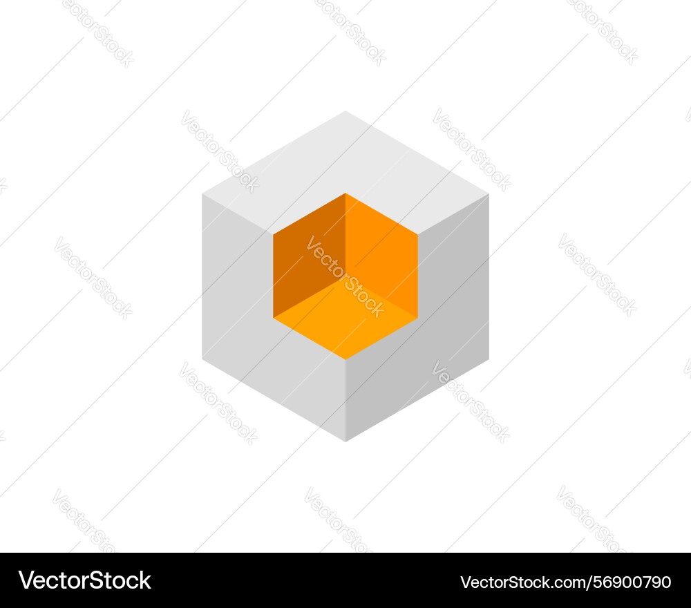 Abstract isometric cube with a vibrant inner Vector Image