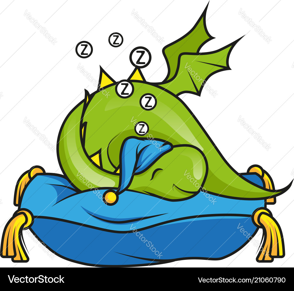 Adorable Dragon Pillow Sleepy Vector Image