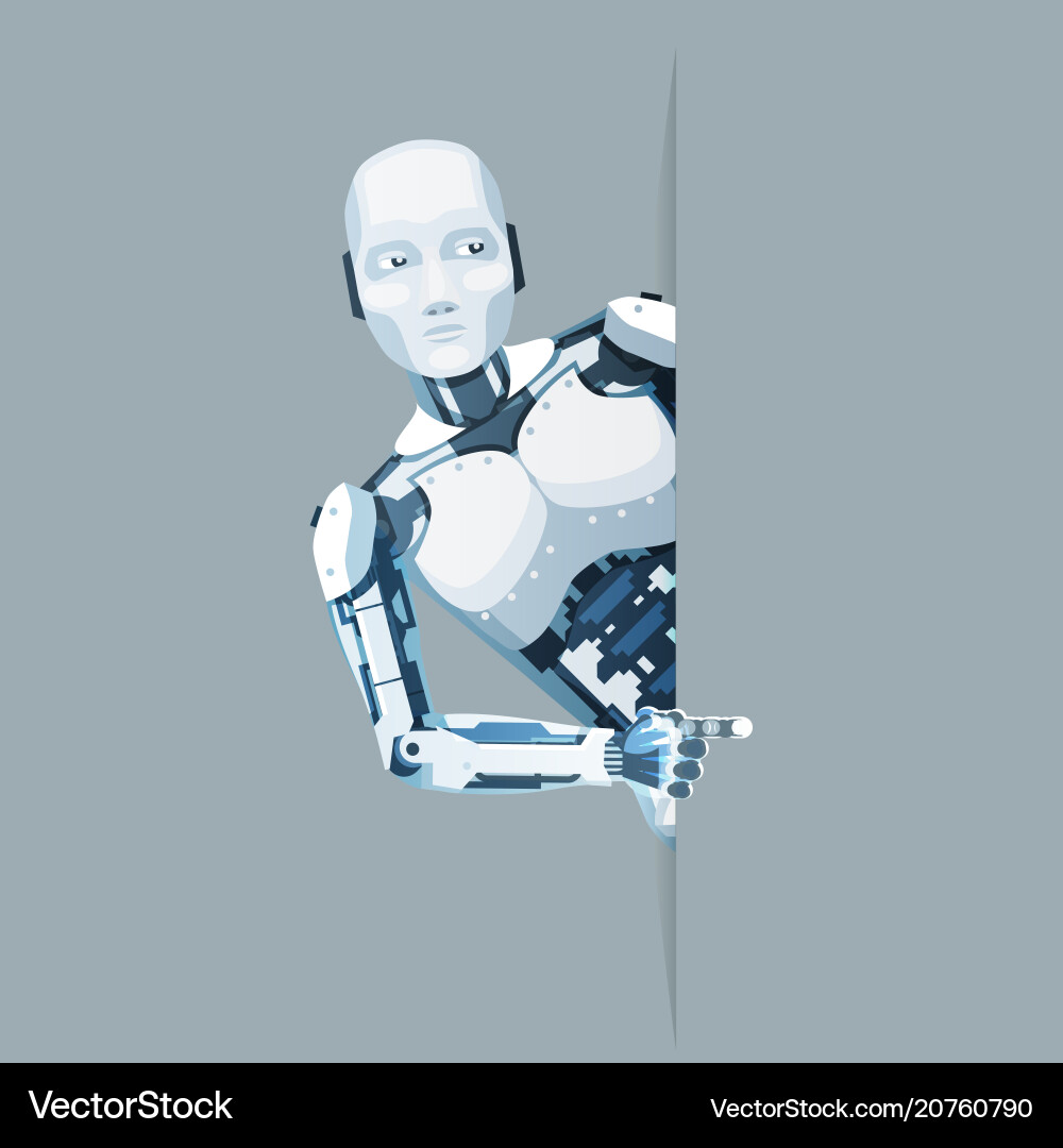 Android Robot Pointing Out vector image