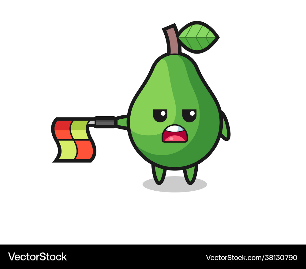 Avocado character as line judge hold flag Avocado character as line judge hold flag vector image