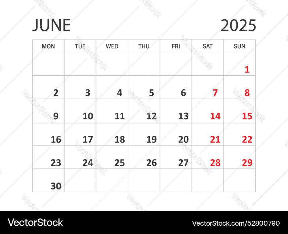 Calendar june 2025 icon in flat style planner Vector Image