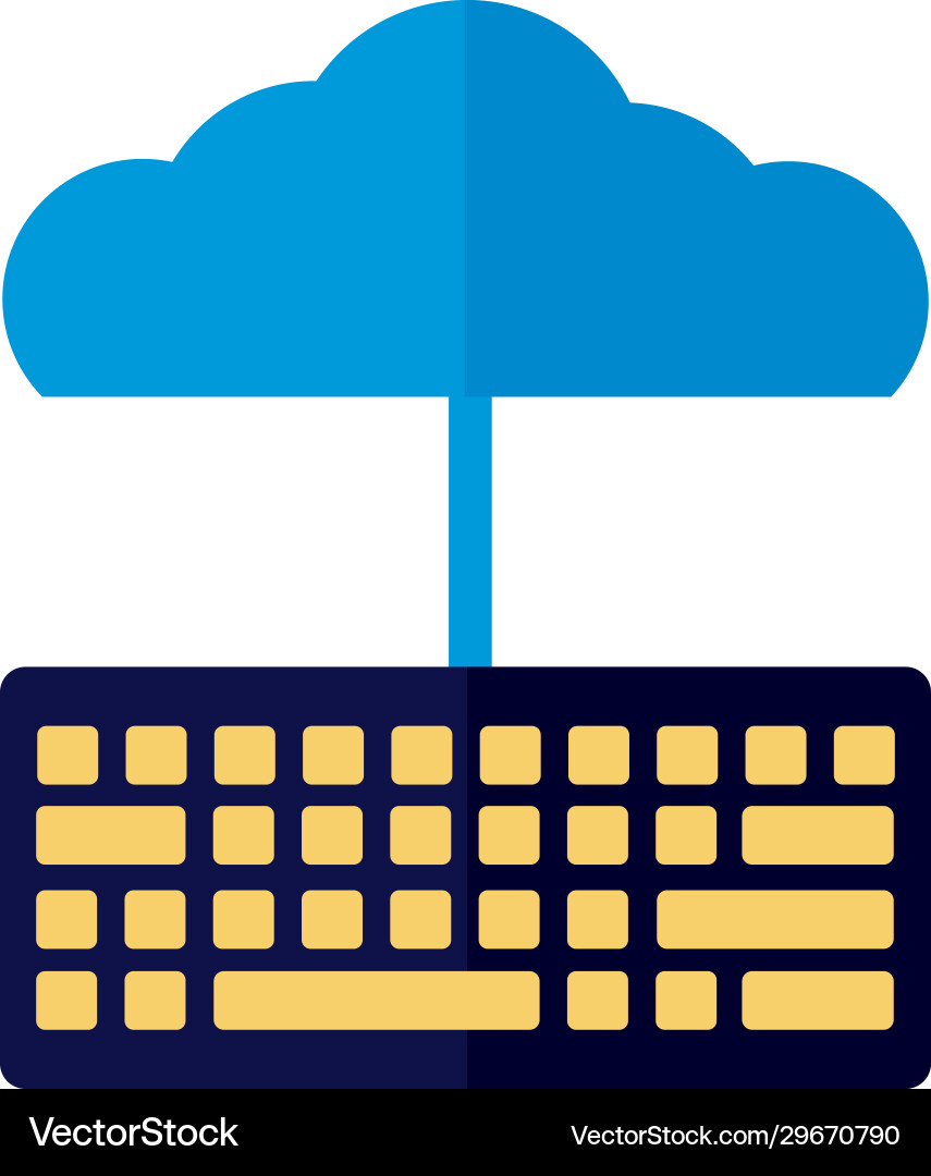 Cloud computing with keyboard flat style vector image
