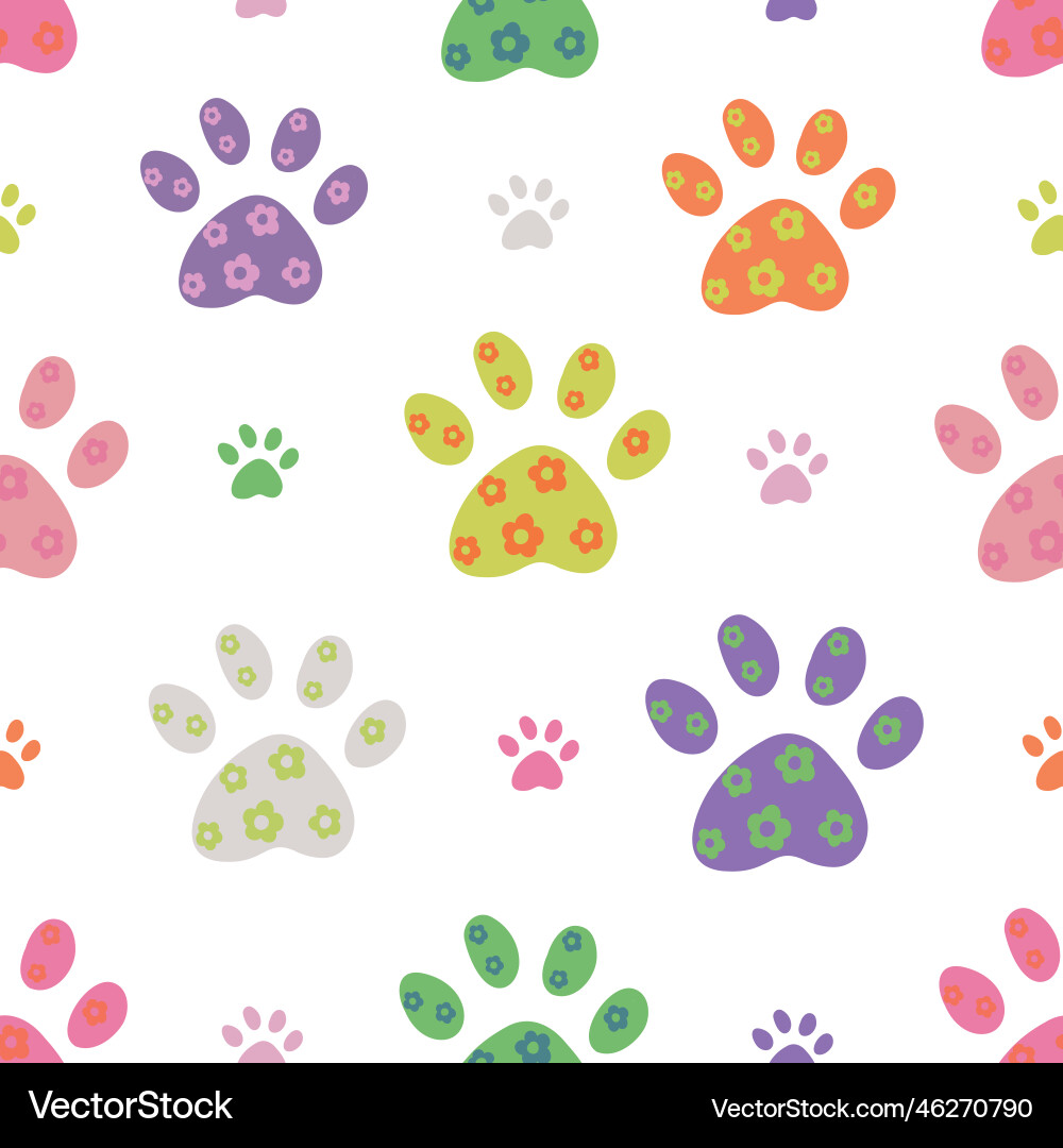Colorful Paw Print Fabric vector image