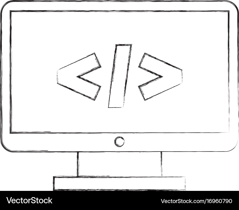 Computer desktop with progamming language vector image