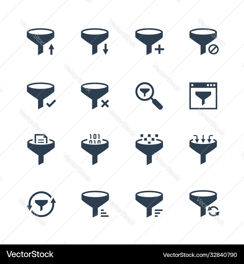 Data filtering icon set Vector Image