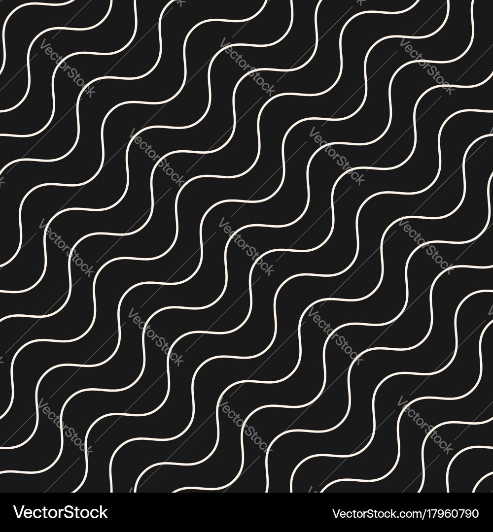 Diagonal thin wavy lines seamless pattern waves vector image