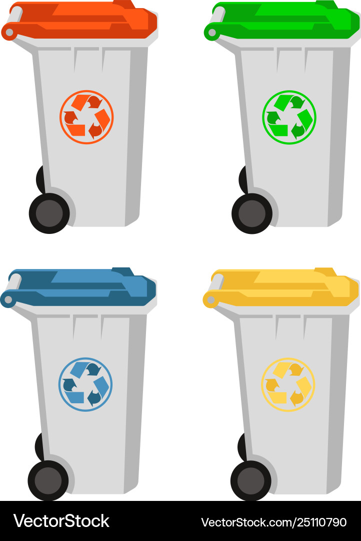 Garbage Bin Collection Set Vector Image