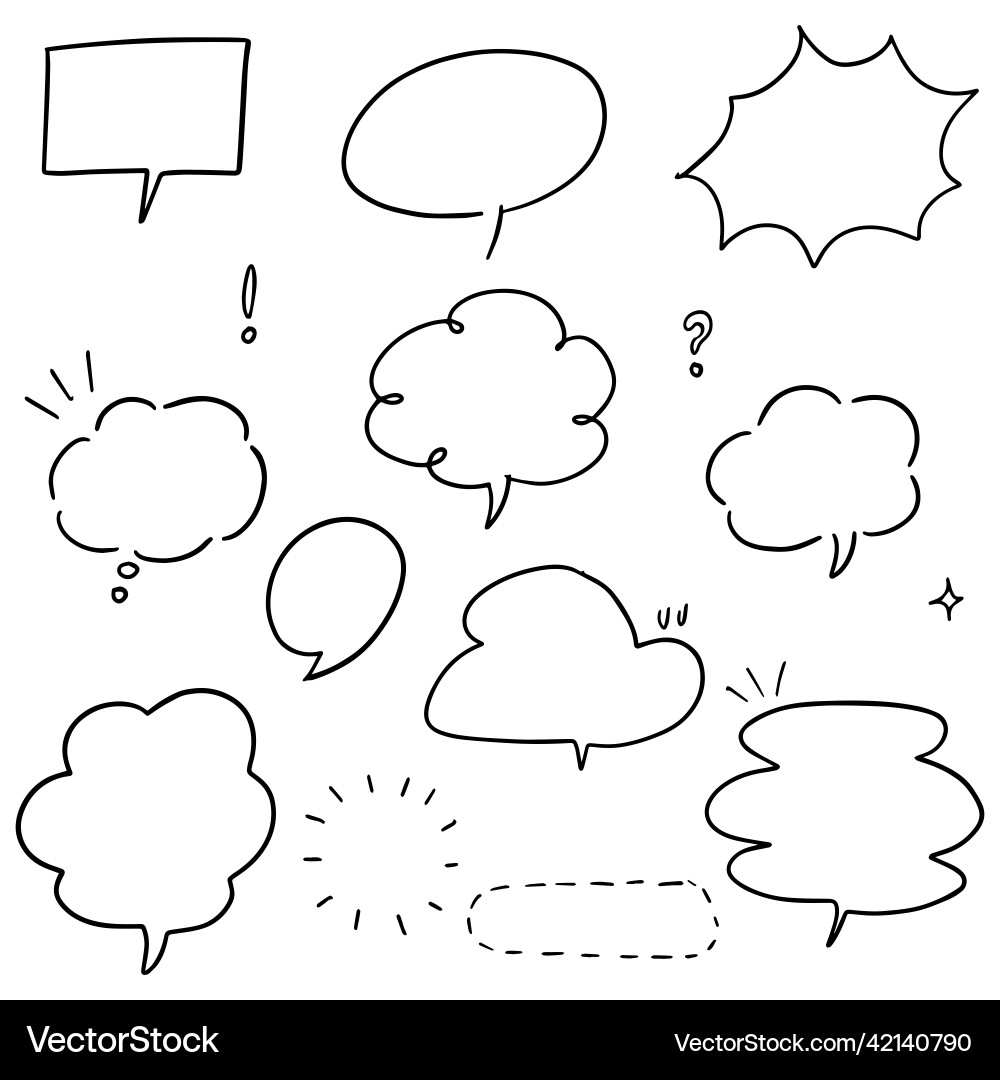 Hand drawn set of speech bubbles isolated doodle Hand drawn set of speech bubbles isolated doodle Vector Image