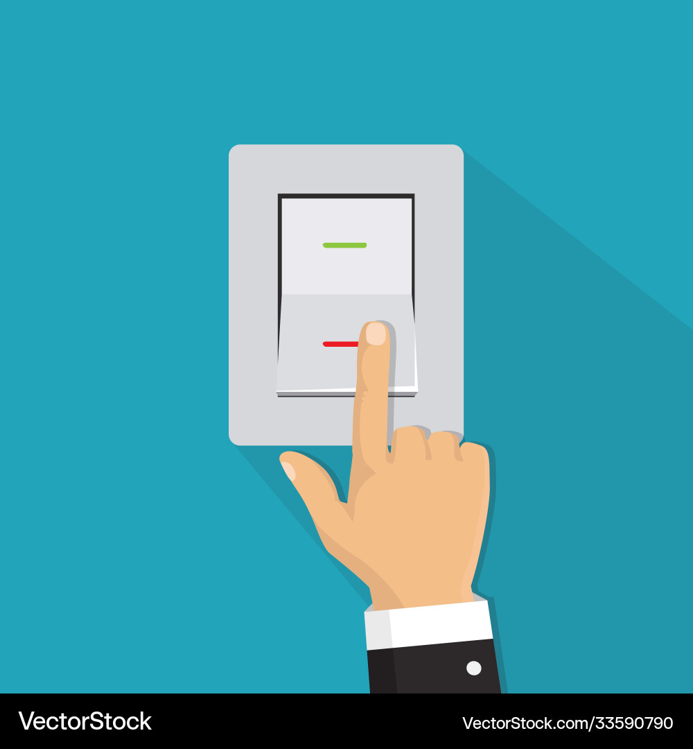 Isometric icon hand turning on light switch Vector Image