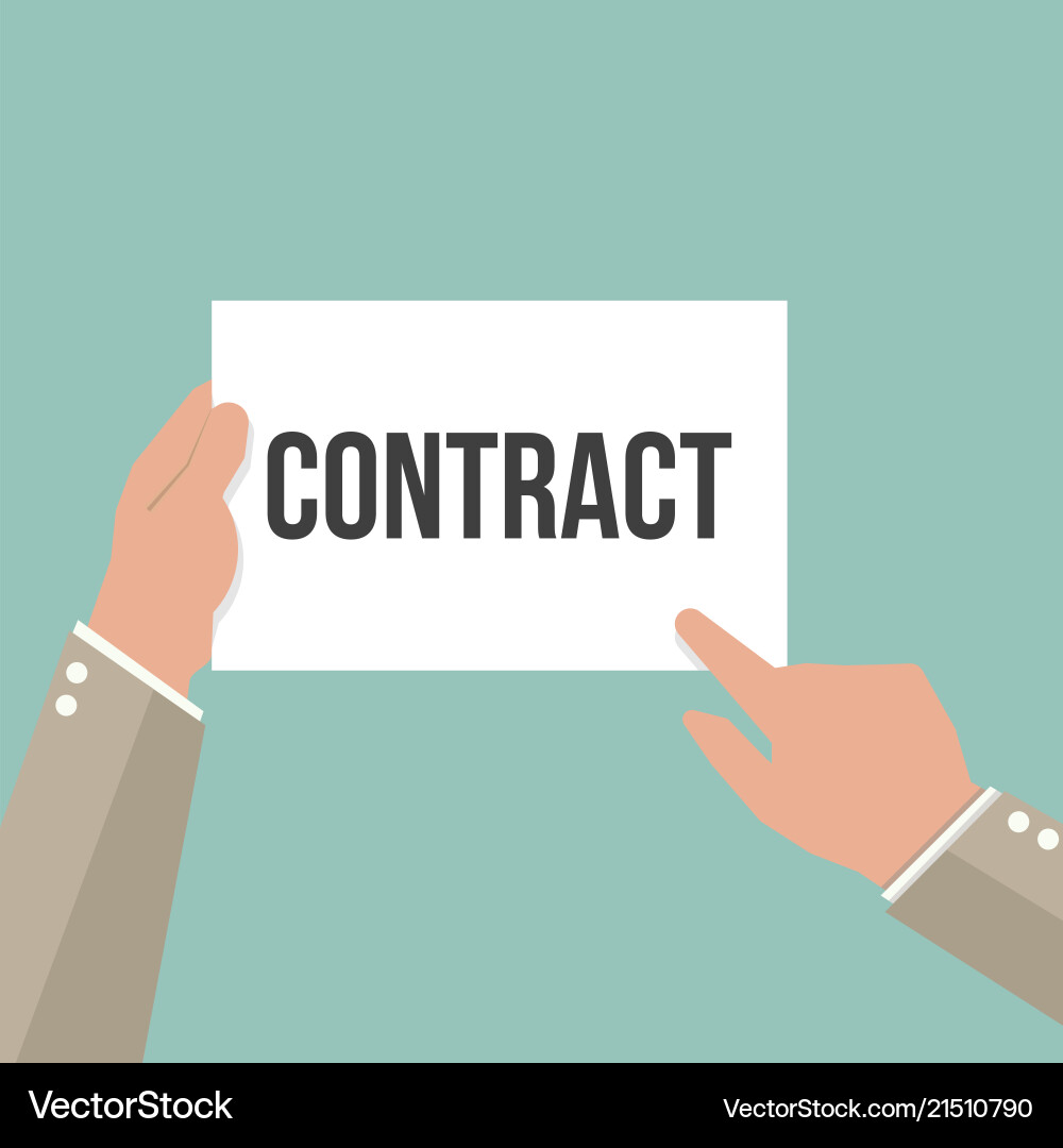 Man showing paper contract text Man showing paper contract text vector image