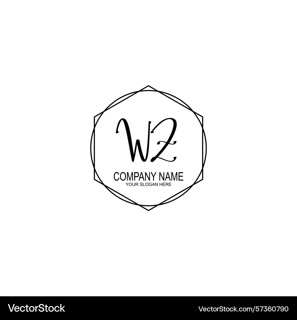 Minimalist handwritten wz initial logos with soft Vector Image
