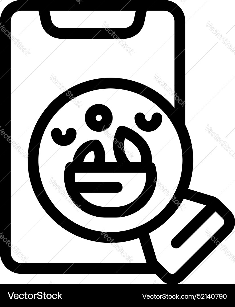 Phone showing salad analyzing app with magnifying Vector Image