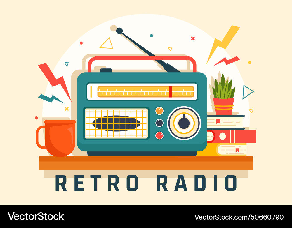 Retro radio with player style for record old Retro radio with player style for record old vector image