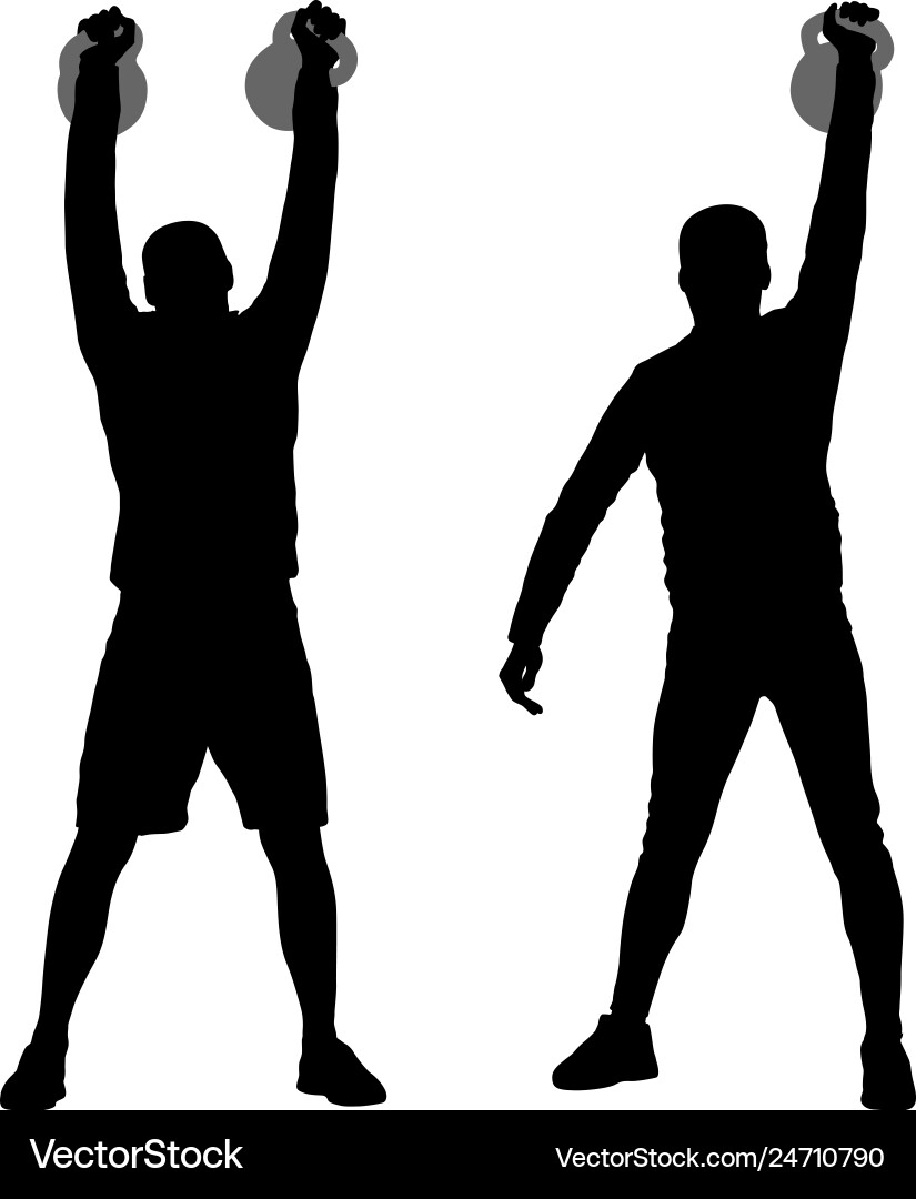Silhouette muscular man holding kettle bell Silhouette muscular man holding kettle bell vector image