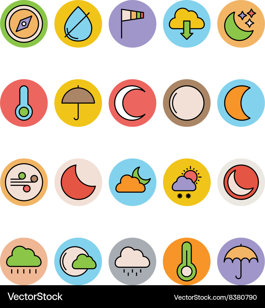 Weather colored icons 2 Vector Image