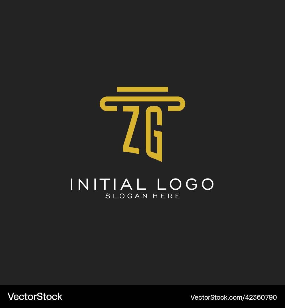 Zg initial logo with simple pillar style design Vector Image