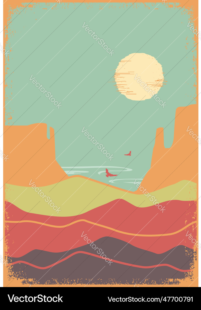 American arizona Wüste Vintage Poster auf alten American arizona Wüste Vintage Poster auf alten vektorbild