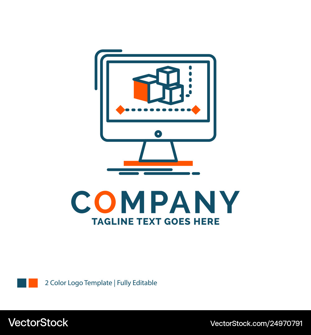 Animation computer editor monitor software logo Animation computer editor monitor software logo vector image