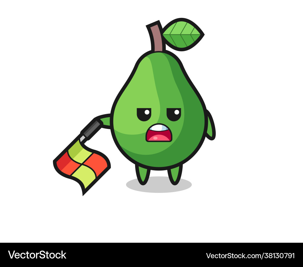 Avocado character as line judge hold flag Vector Image