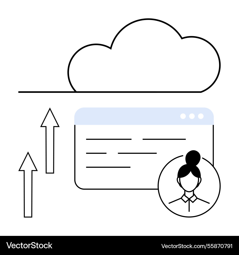 Cloud data upload with user profile and interface Cloud data upload with user profile and interface vector image