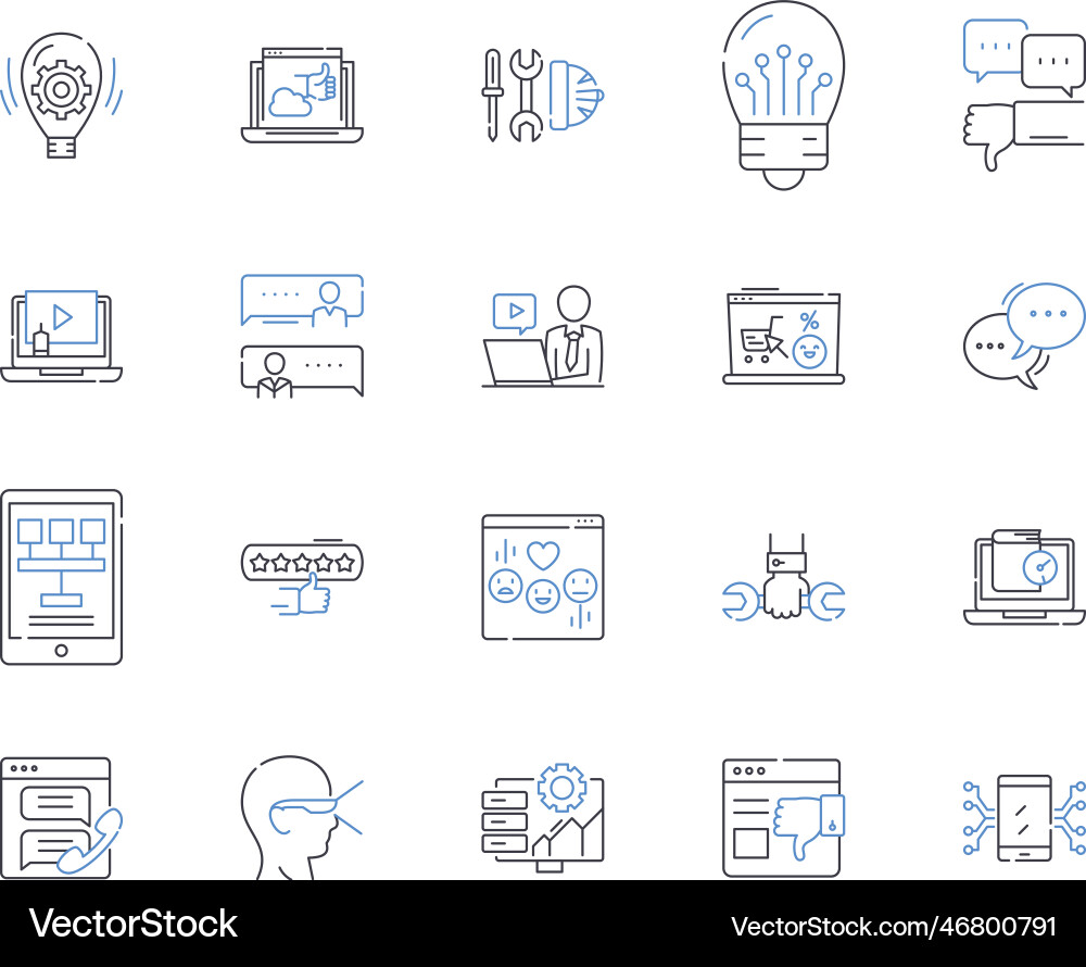 Cognitive computing line icons collection Cognitive computing line icons collection vector image