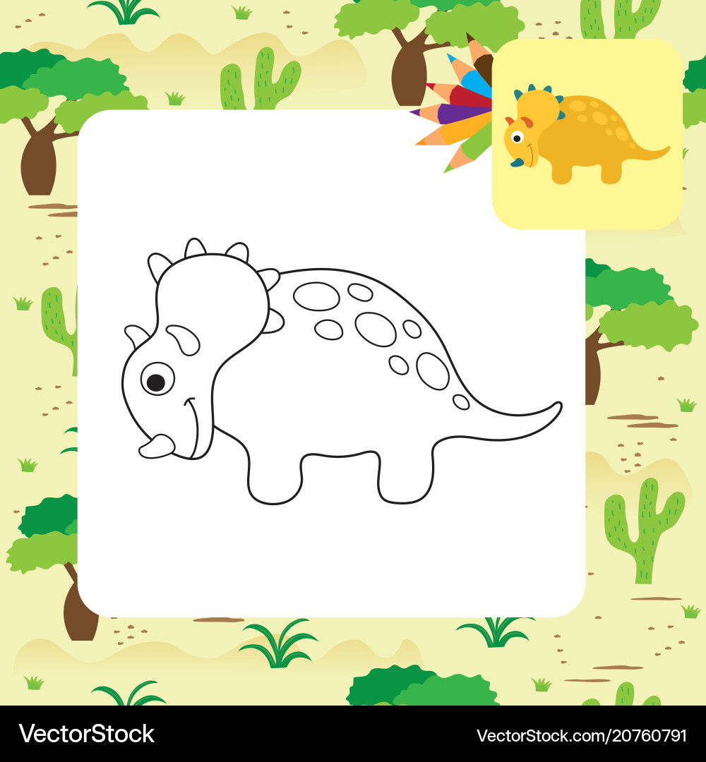 Cute cartoon dino coloring page Cute cartoon dino coloring page vector image