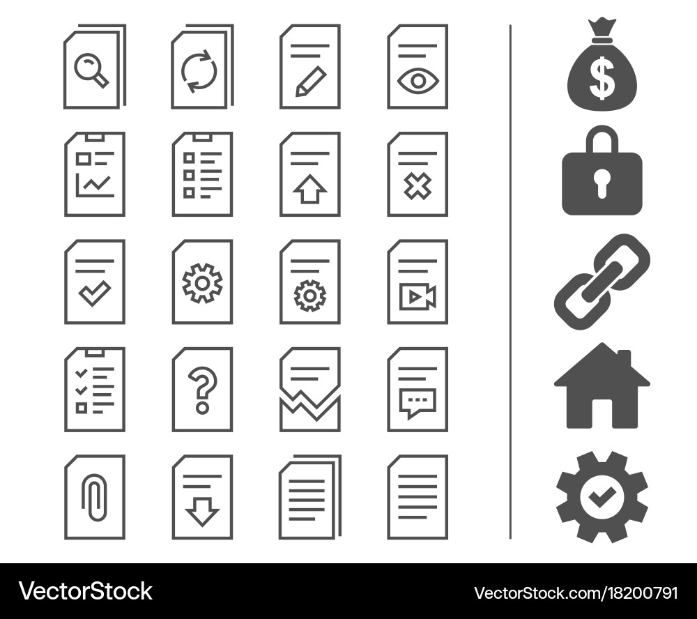 Document line icons report checklist and copy vector image