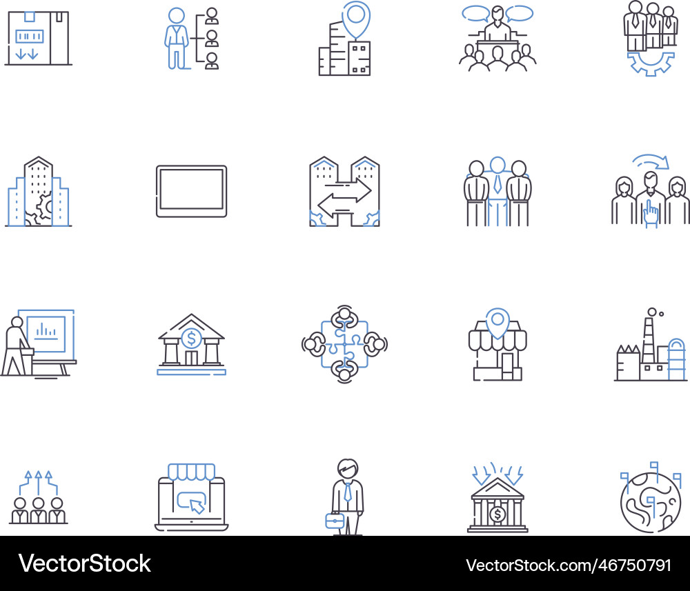 Enterprise architecture outline icons collection Enterprise architecture outline icons collection vector image