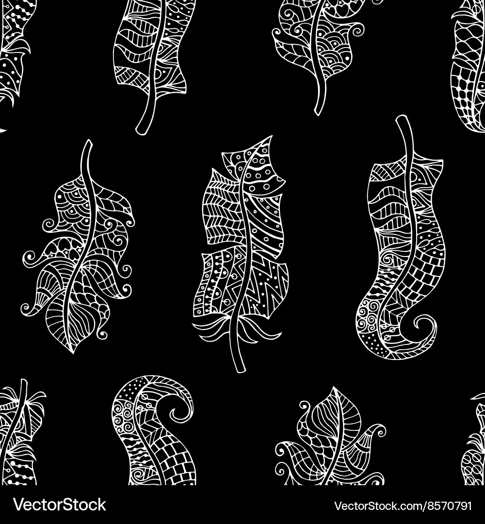 Feathers seamless pattern vector image