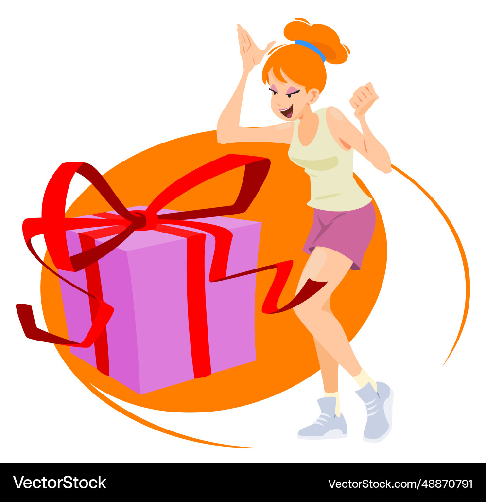 Girl with big gift for internet and mobile website Girl with big gift for internet and mobile website vector image