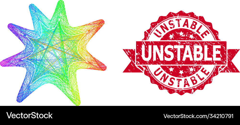 Grunge unstable seal and rainbow net exploding Grunge unstable seal and rainbow net exploding vector image