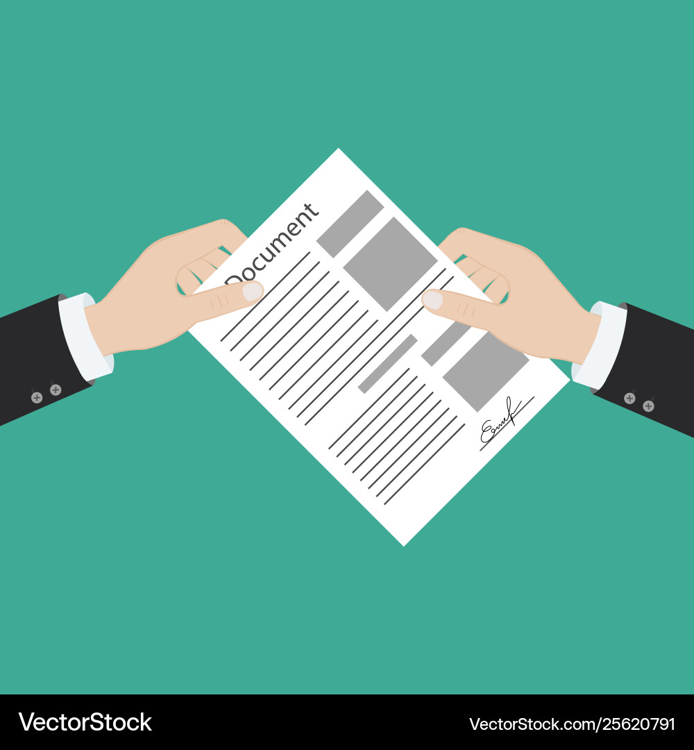 Hand keeping an document and another Hand keeping an document and another vector image