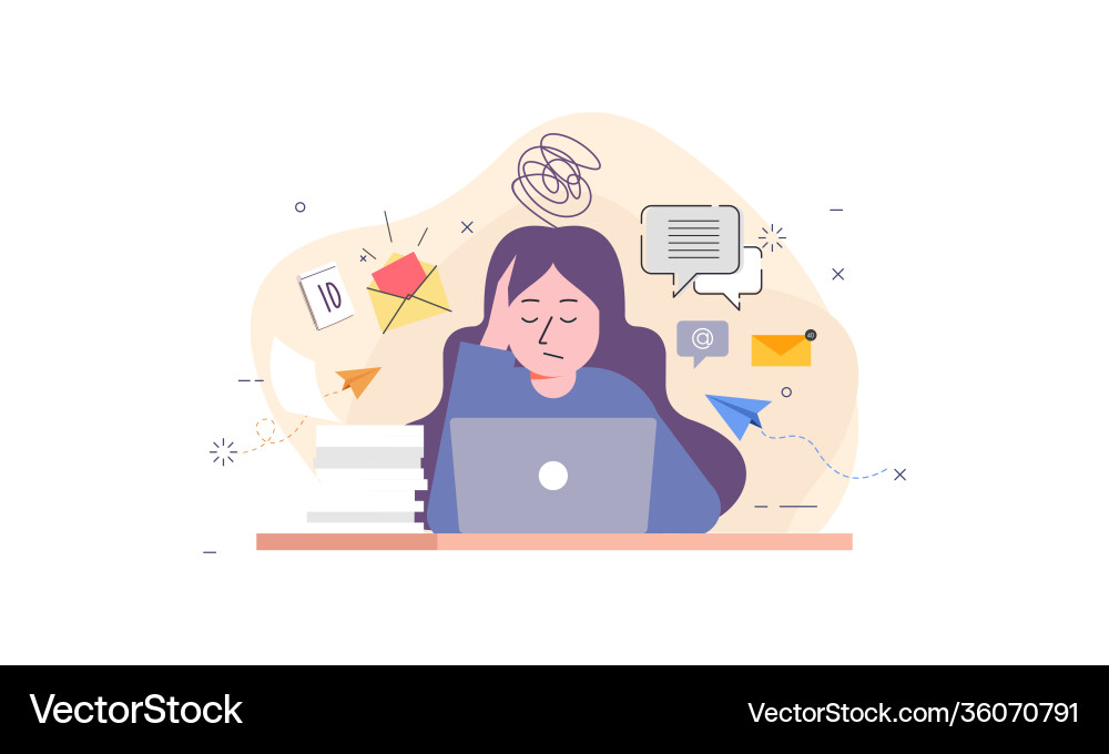 Information overload and multitasking problems vector image