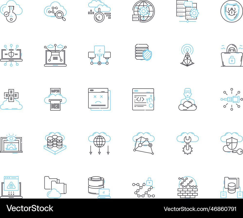Machine media linear icons set robotics Machine media linear icons set robotics vector image