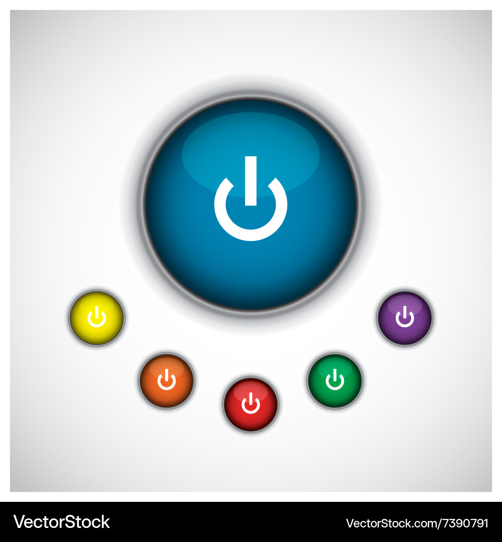 Modern Button Set - Power & On/Off vector image