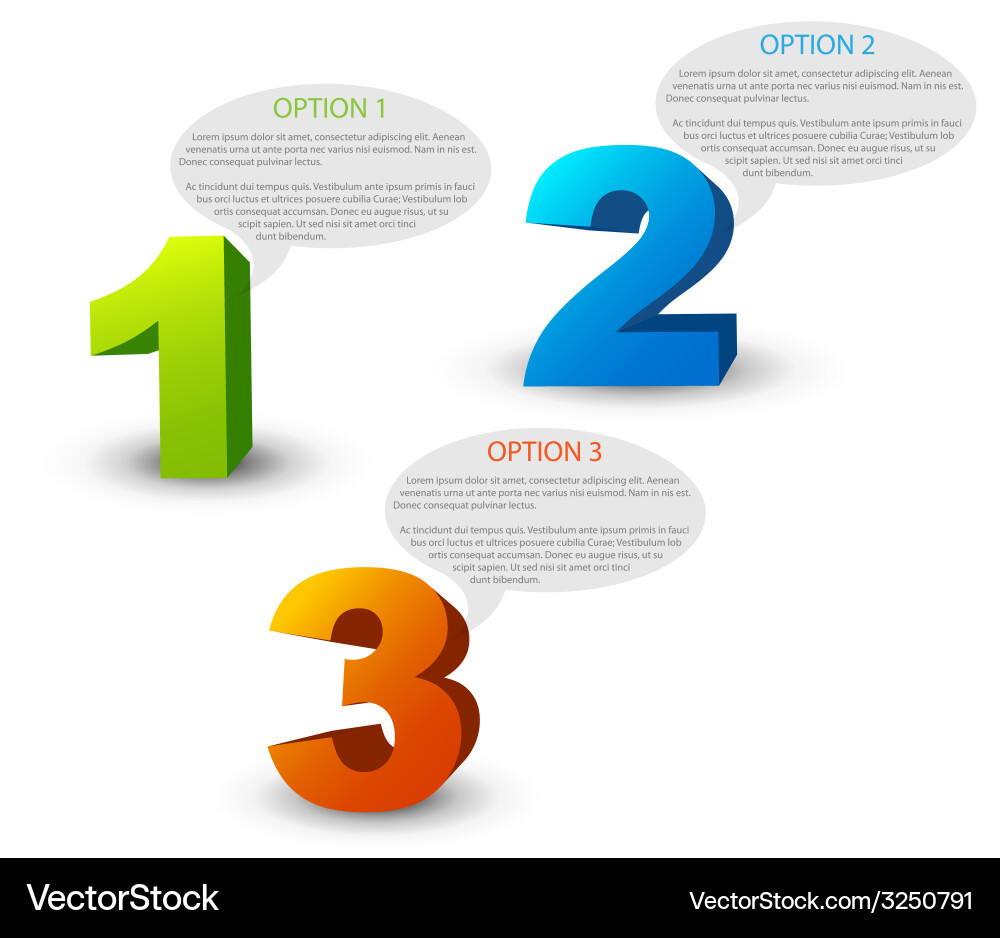 One two three - 3d progress icons vector image