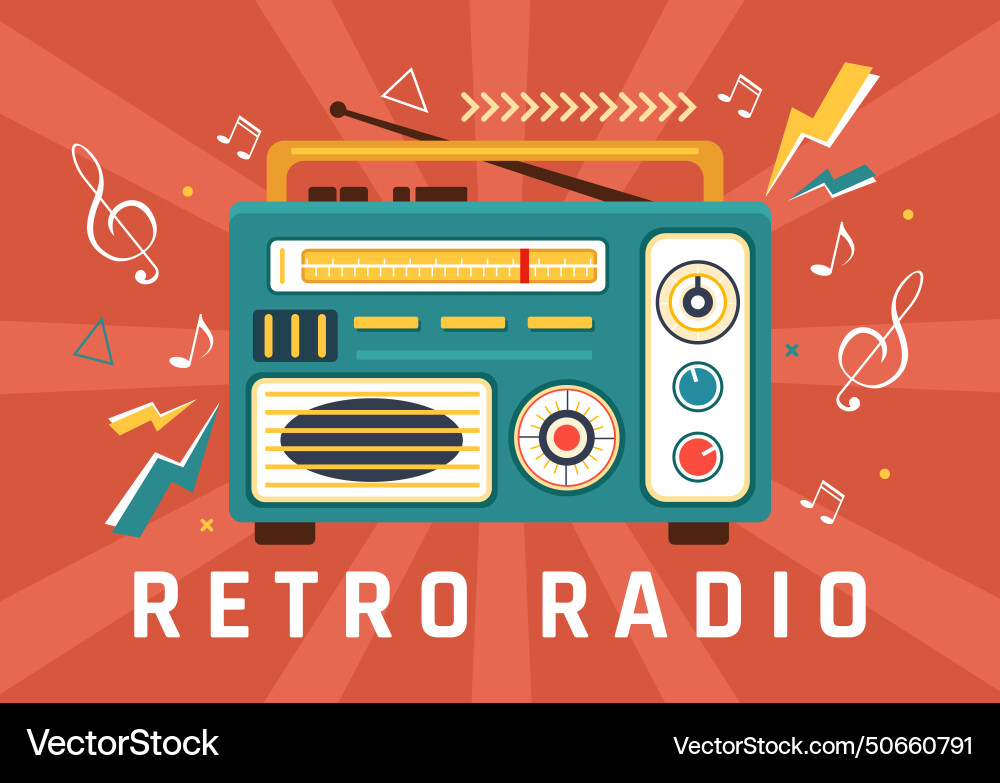 Retro radio with player style for record old Retro radio with player style for record old Vector Image