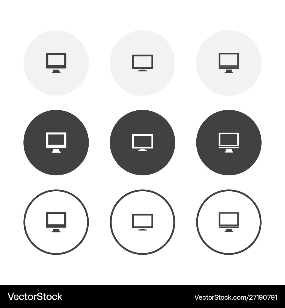Set 3 simple design monitor icons rounded vector image