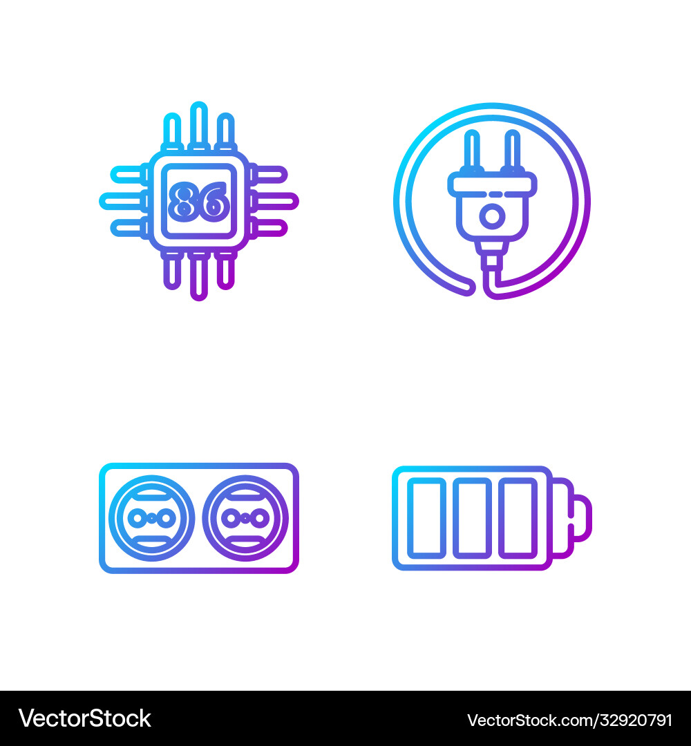 Set line battery charge level indicator Set line battery charge level indicator vector image