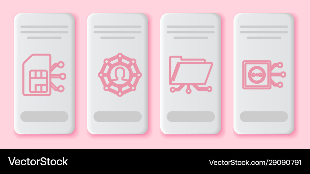 Set line sim card project team base folder Set line sim card project team base folder Vector Image