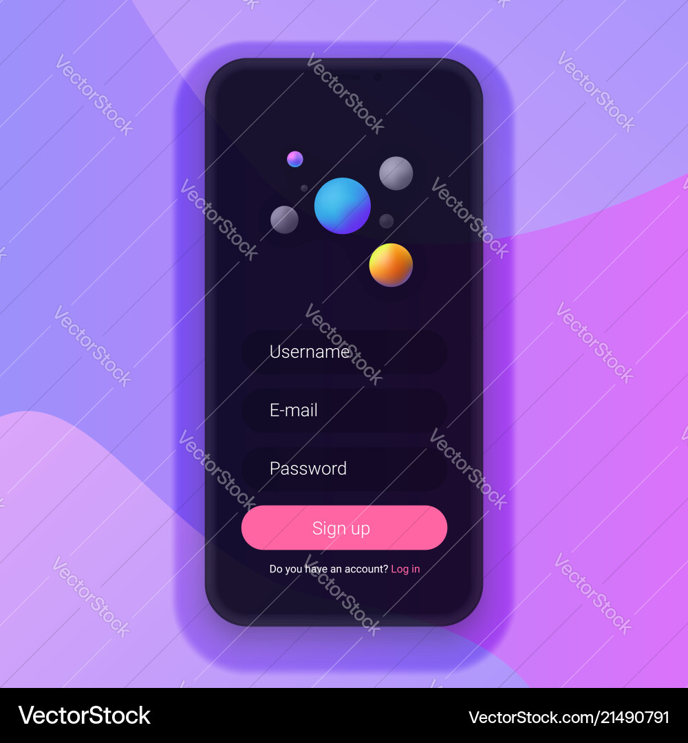 Sign up screen clean mobile ui design concept Sign up screen clean mobile ui design concept vector image