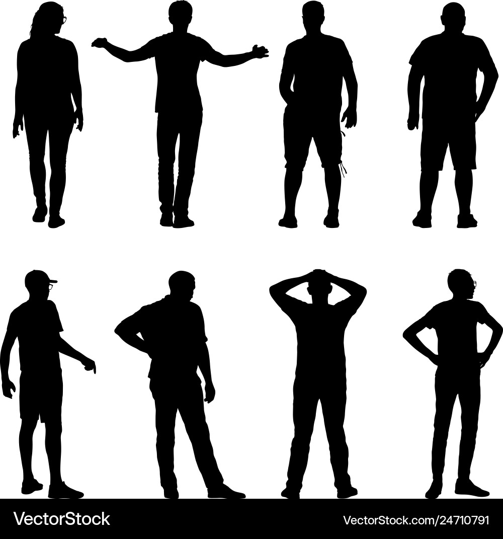 Silhouette Group of People Standing Vector Image