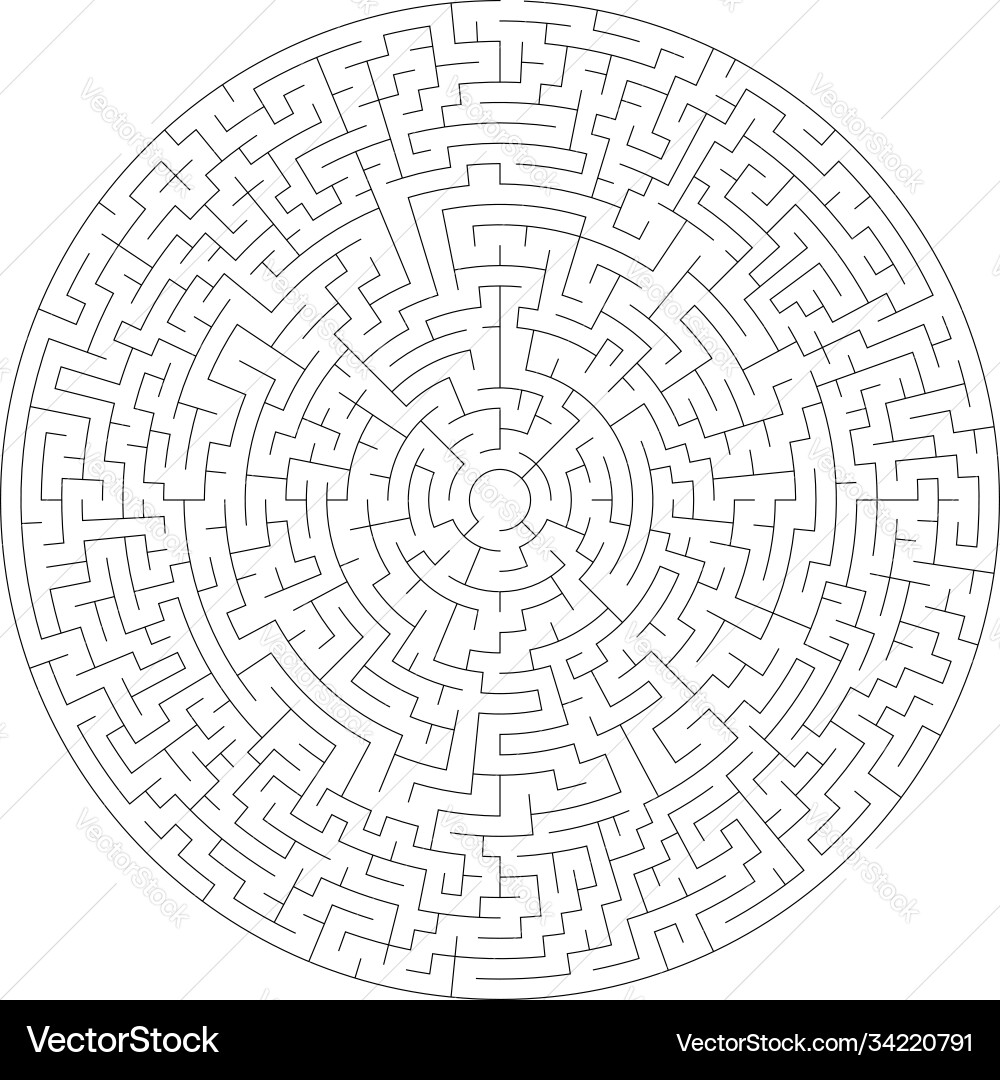 Solvable circle circular maze labyrinth puzzle Vector Image