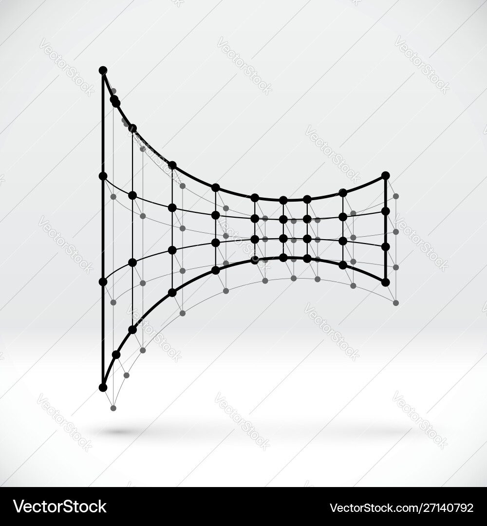 Abstract 3d wireframe shape with connected vector image