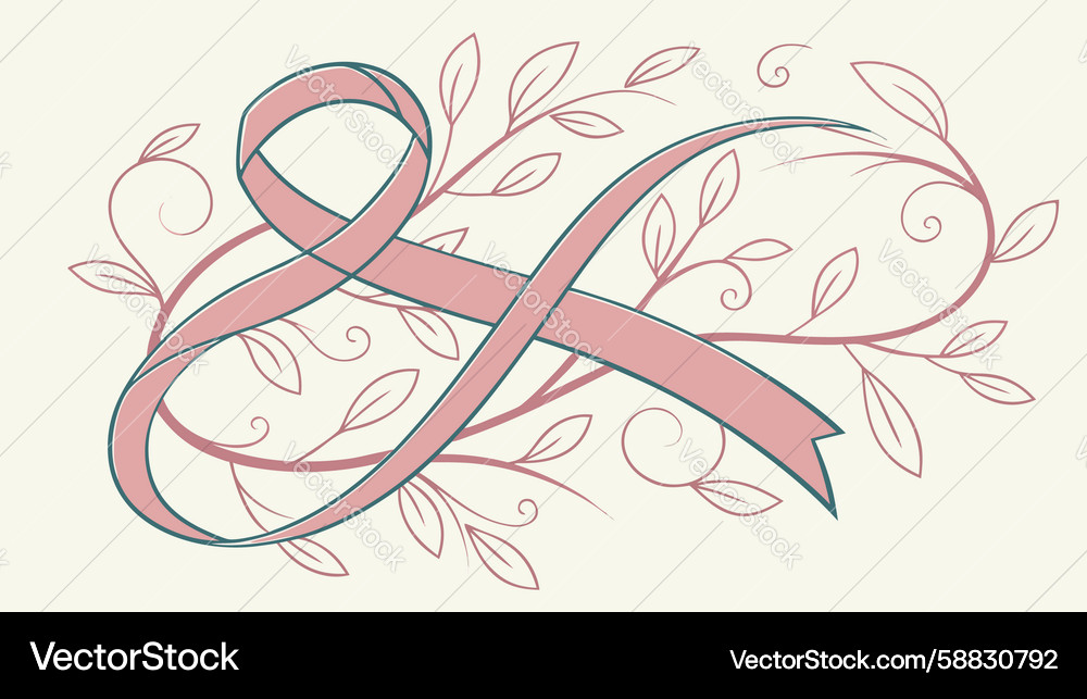 Abstract ribbon loop with delicate leafy branches Vector Image