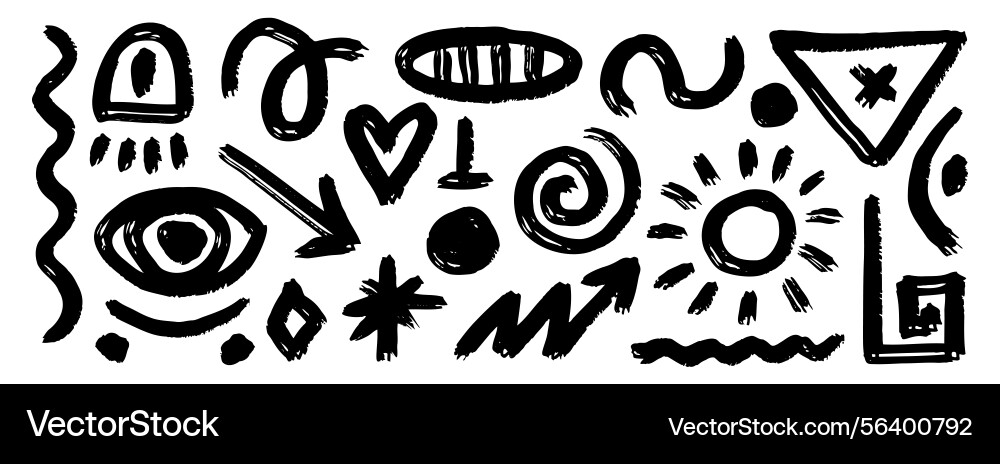 Abstract shapes textured brush set line elements Abstract shapes textured brush set line elements vector image