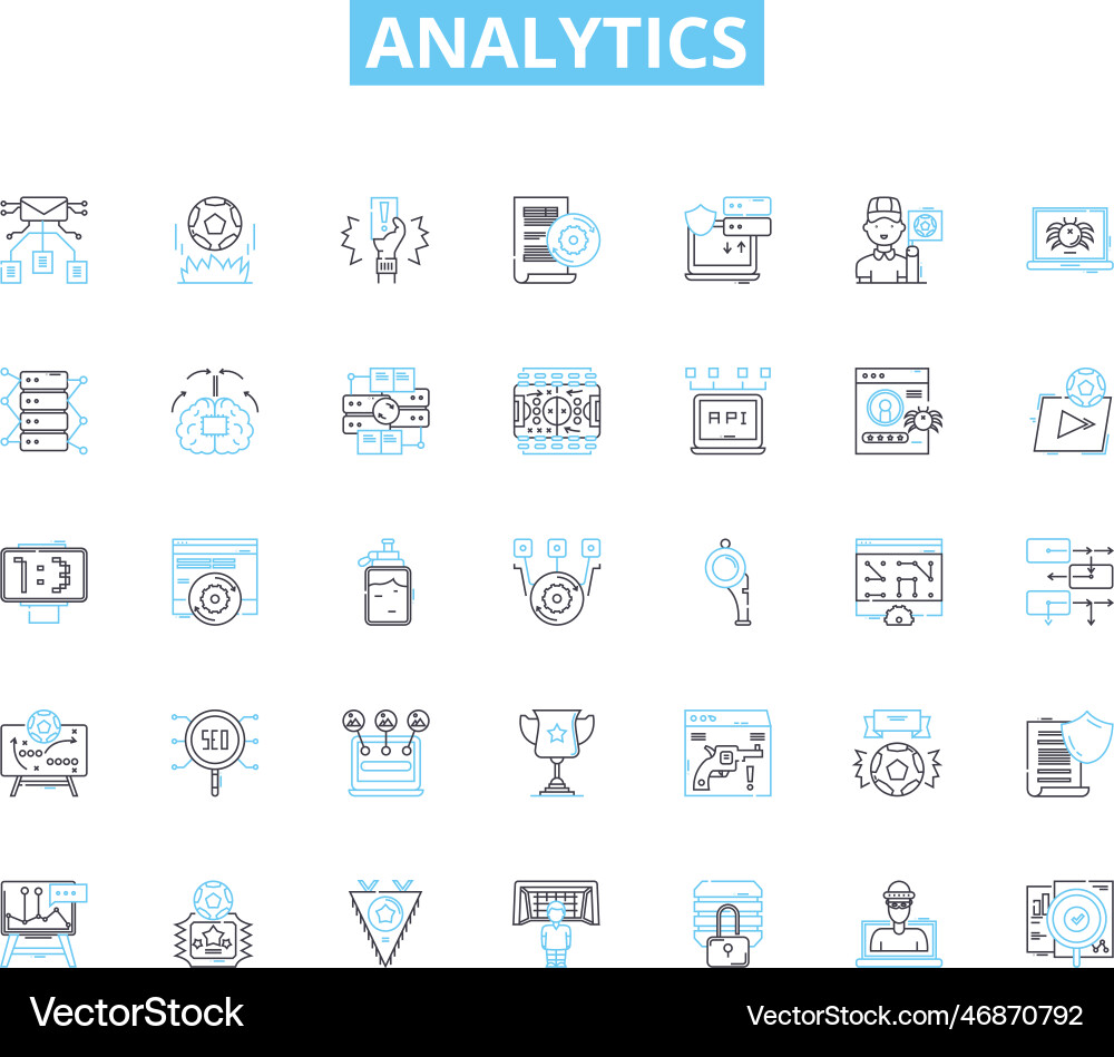 Analytics lineare Icons setzen Datenmetriken Analytics lineare Icons setzen Datenmetriken vektorbild