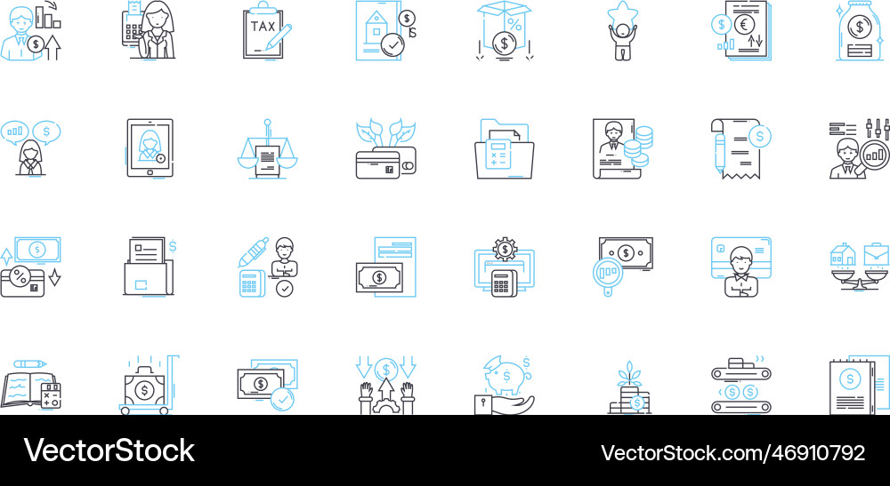 Budget analysis linear icons set allocation Budget analysis linear icons set allocation Vector Image